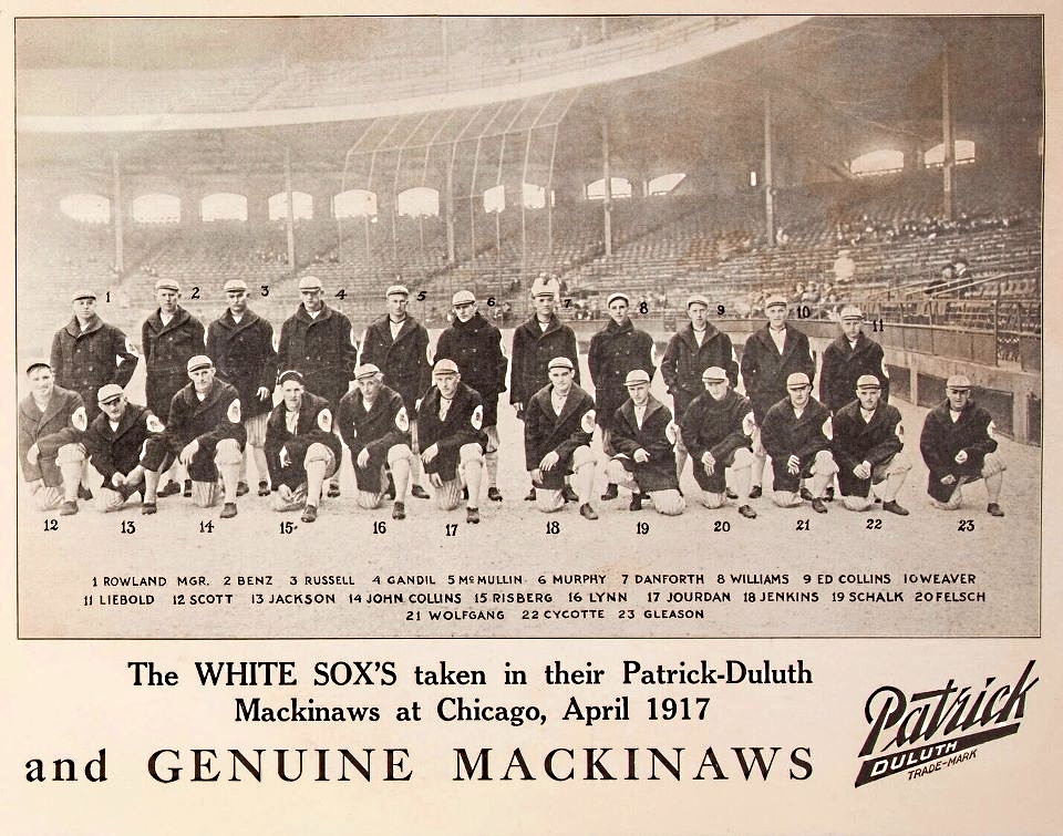 This photo shows the outfield crew for the 1917 Chicago White Sox